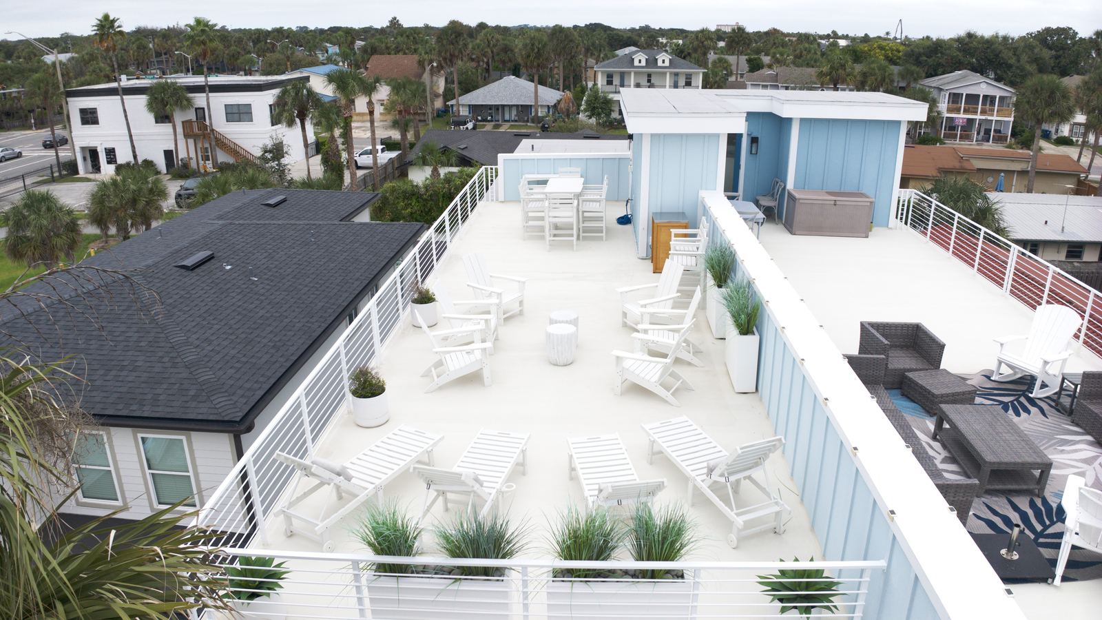 Aerial of the rooftop deck