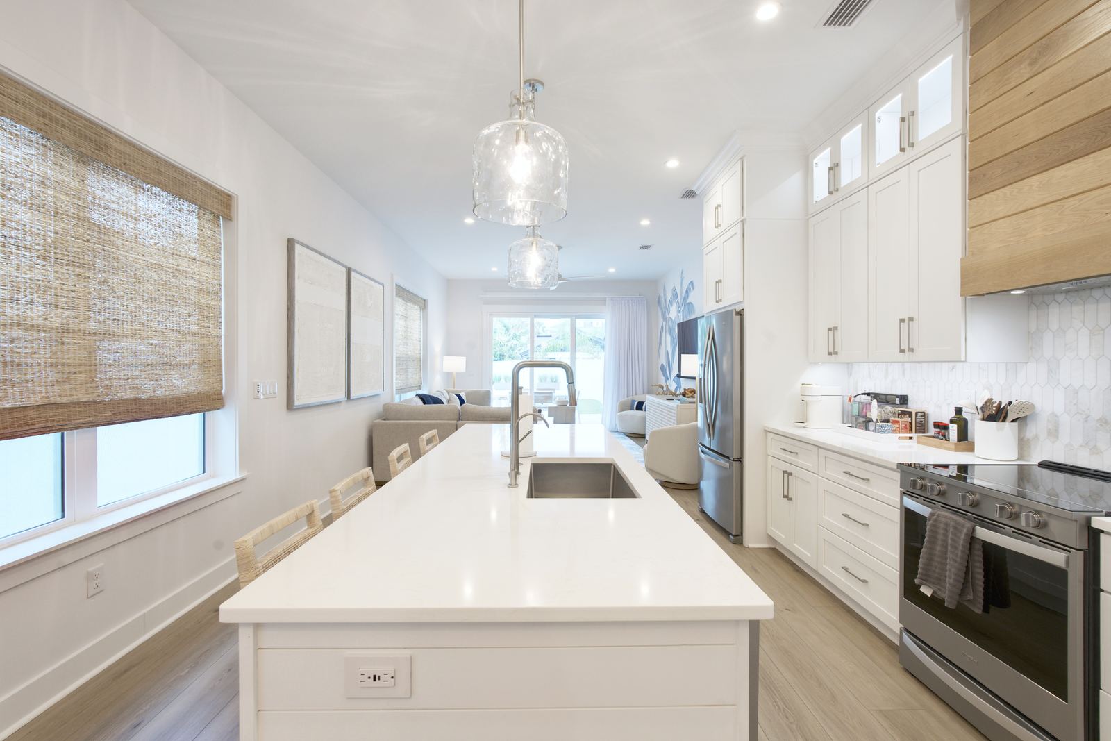 Kitchen with range and island