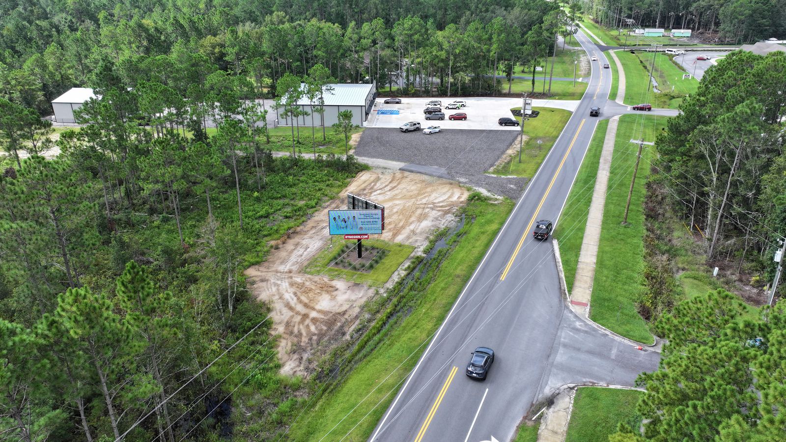 Aerial of a highway frontage parcel